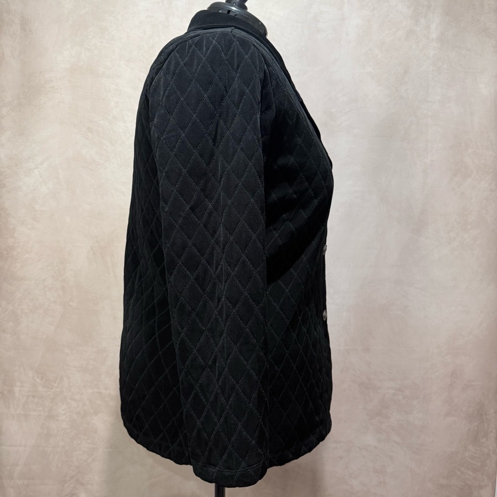 Chico’s Travelers Black Quilted Jacket Size 3 XL/16 Button Front Y2K Minimalist - Picture 6 of 9